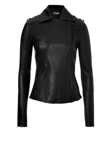Ladies Soft Lamb Nappa Style Leather Black Jacket: X-Small