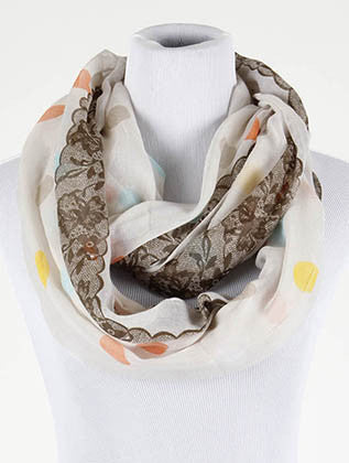 SCARF   POLKADOT PRINT  BTF99706WHT - Scarvesnthangs
 - 1