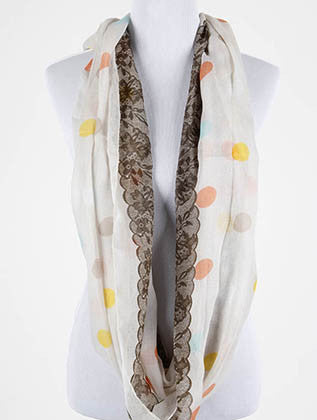 SCARF   POLKADOT PRINT  BTF99706WHT - Scarvesnthangs
 - 3