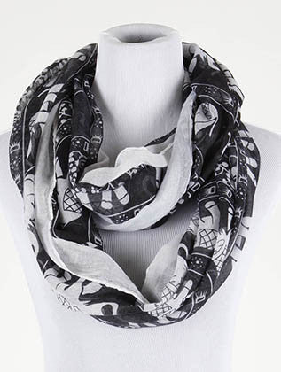 SCARF   ELEPHANT PRINT  BTF99715BLK