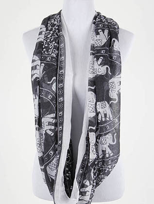 SCARF   ELEPHANT PRINT  BTF99715BLK - Scarvesnthangs
 - 3