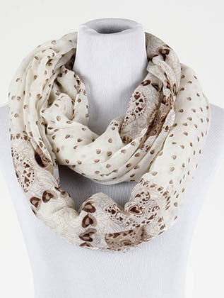 SCARF   HEART PRINT  BTF99752BRO