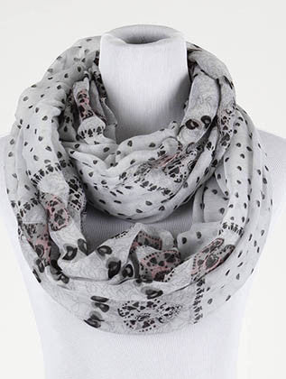 SCARF   HEART PRINT  BTF99752GRY