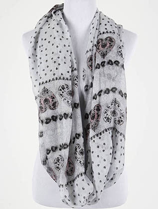 SCARF   HEART PRINT  BTF99752GRY - Scarvesnthangs
 - 3