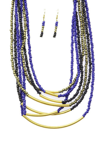 NECKLACE  CFS3395GDBLU - Scarvesnthangs
 - 2