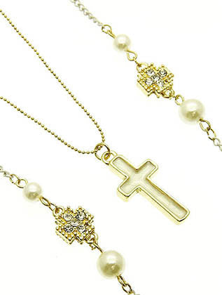 NECKLACE  CLN3903GDWHT - Scarvesnthangs
 - 3