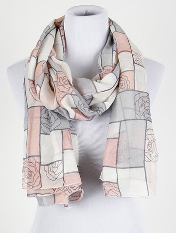 SCARF   ROSE ILLUSTRATION  COF1482PNK - Scarvesnthangs
 - 2