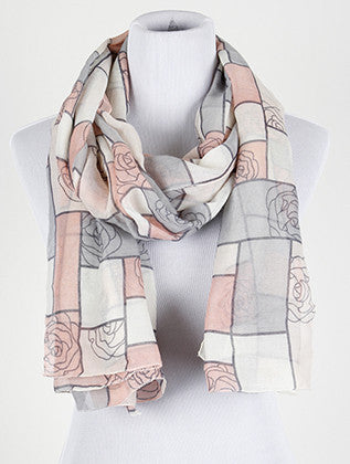 SCARF   ROSE ILLUSTRATION  COF1482PNK