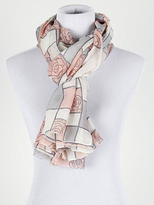 SCARF   ROSE ILLUSTRATION  COF1482PNK - Scarvesnthangs
 - 3