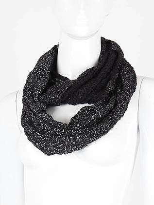 SCARF   CROCHETED  DAF0508BLK - Scarvesnthangs
 - 1
