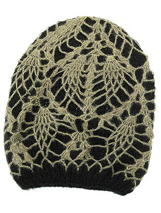 HAT AND CAP   CROCHETED LAYER  DAH20440BLK