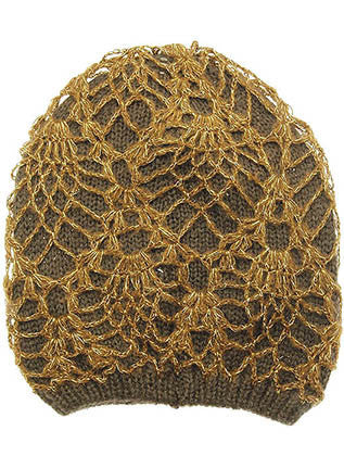 HAT AND CAP   CROCHETED LAYER  DAH20440BRO