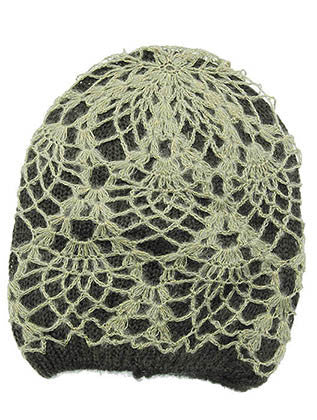 HAT AND CAP   CROCHETED LAYER  DAH20440GRY
