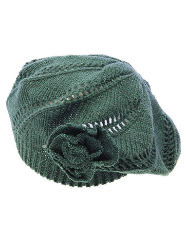 HAT AND CAP   KNITTED FLOWER ACCENT  DAH2426TEL - Scarvesnthangs
 - 2