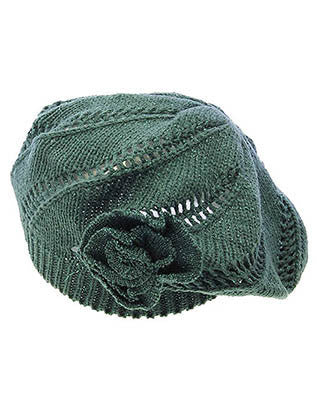 HAT AND CAP   KNITTED FLOWER ACCENT  DAH2426TEL