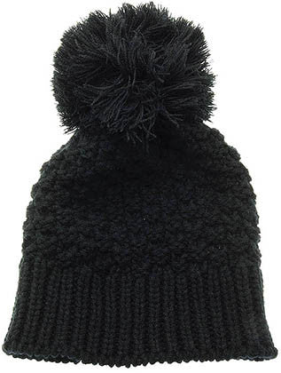 HAT AND CAP   LARGE POM POM  DAH4087BLK