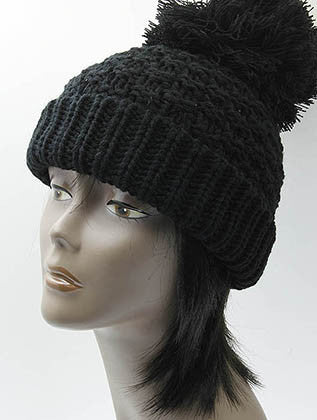 HAT AND CAP   LARGE POM POM  DAH4087BLK - Scarvesnthangs
 - 3