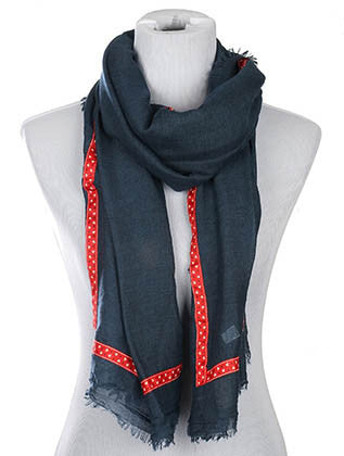 SCARF   ANCHOR PRINT RIBBON TRIM  HAF196005MNVY - Scarvesnthangs
 - 1