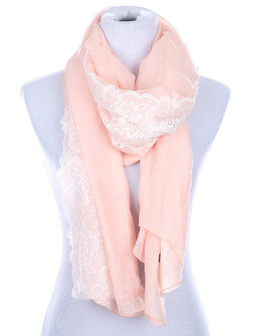 SCARF   LACE TRIM  HAF196006PPCH - Scarvesnthangs
 - 2