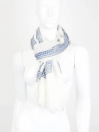 SCARF   GREEK PATTERN  HAF262001BLU - Scarvesnthangs
 - 3