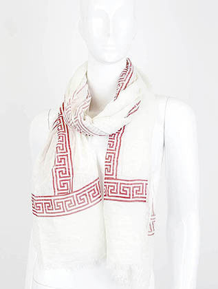 SCARF   GREEK PATTERN  HAF262001RED - Scarvesnthangs
 - 1