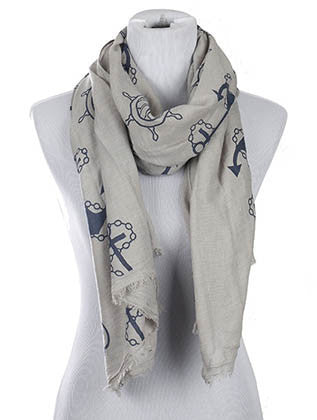 SCARF   ANCHOR PRINT  HAF272004G4GRY - Scarvesnthangs
 - 1