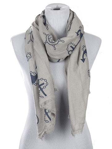 SCARF   ANCHOR PRINT  HAF272004G4GRY - Scarvesnthangs
 - 2