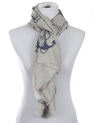 SCARF   ANCHOR PRINT  HAF272004G4GRY - Scarvesnthangs
 - 3