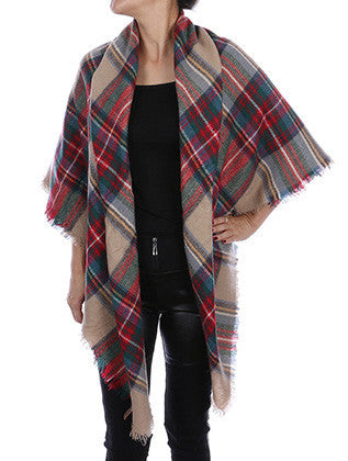 SCARF   KNITTED FLANNEL  JTF1021BEG - Scarvesnthangs
 - 1