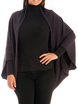 SCARF   KNITTED SLEEVED SHAWL  JTF99209GRY