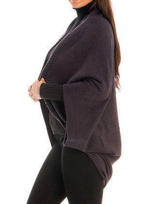 SCARF   KNITTED SLEEVED SHAWL  JTF99209GRY - Scarvesnthangs
 - 3