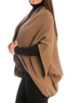 SCARF   KNITTED SLEEVED SHAWL  JTF99209KHA - Scarvesnthangs
 - 3