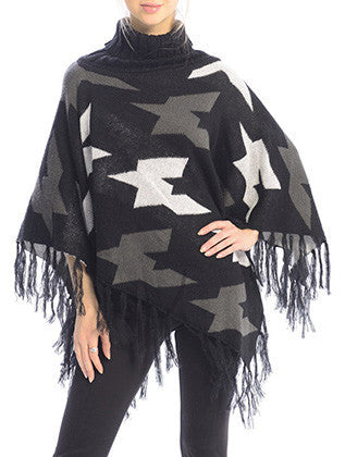 SCARF   TURTLE NECK PONCHO  JTF99219BLK