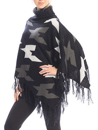 SCARF   TURTLE NECK PONCHO  JTF99219BLK - Scarvesnthangs
 - 3