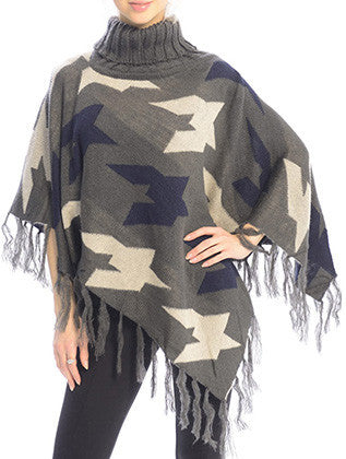 SCARF   TURTLE NECK PONCHO  JTF99219GRY