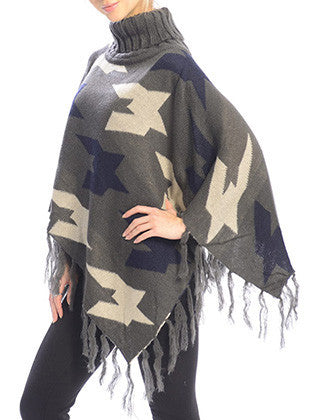 SCARF   TURTLE NECK PONCHO  JTF99219GRY - Scarvesnthangs
 - 3