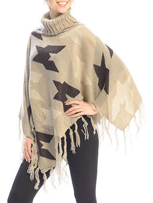 SCARF   TURTLE NECK PONCHO  JTF99219KHA - Scarvesnthangs
 - 3