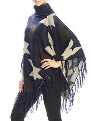 SCARF   TURTLE NECK PONCHO  JTF99219NVY - Scarvesnthangs
 - 3