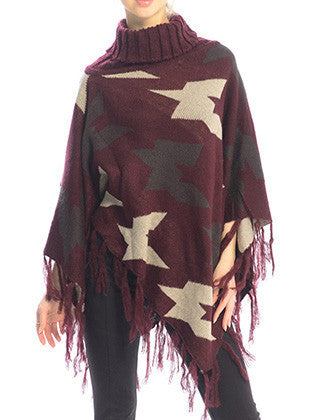 SCARF   TURTLE NECK PONCHO  JTF99219RED - Scarvesnthangs
 - 1