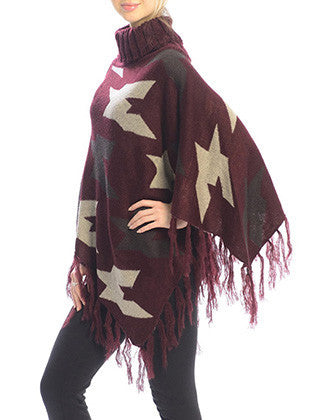 SCARF   TURTLE NECK PONCHO  JTF99219RED - Scarvesnthangs
 - 3