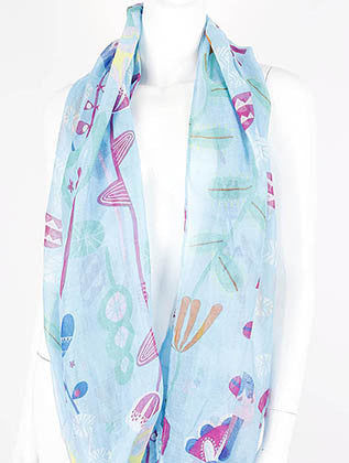 SCARF   FLOWER PRINT  JTF99382BLU - Scarvesnthangs
 - 3