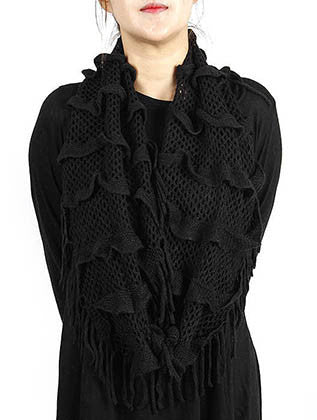 SCARF   KNITTED  JTF99867BLK - Scarvesnthangs
 - 3