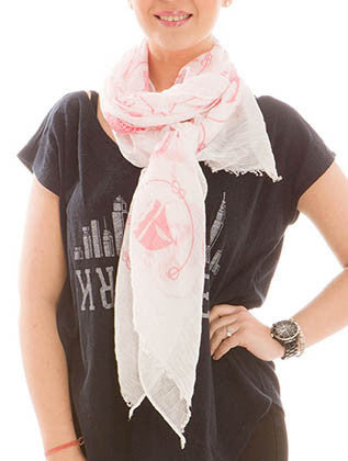 SCARF   SEALIFE NAUTICAL PRINT  JTF99920RED - Scarvesnthangs
 - 3