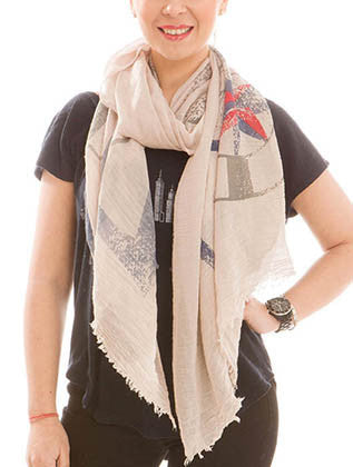 SCARF   STARBURST PRINT  JTF99921BEG - Scarvesnthangs
 - 1