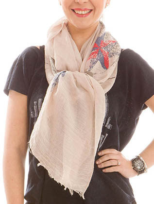 SCARF   STARBURST PRINT  JTF99921BEG - Scarvesnthangs
 - 3