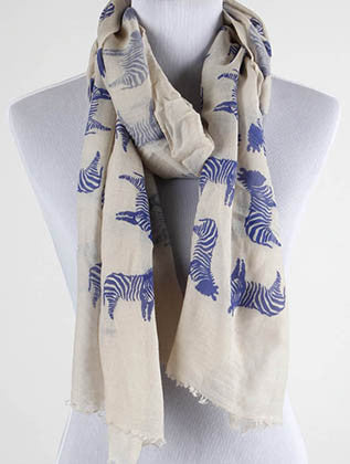 SCARF   ZEBRAS  JTF99922BLU - Scarvesnthangs
 - 1