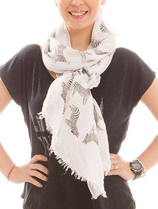 SCARF   ZEBRAS  JTF99922WHT - Scarvesnthangs
 - 3