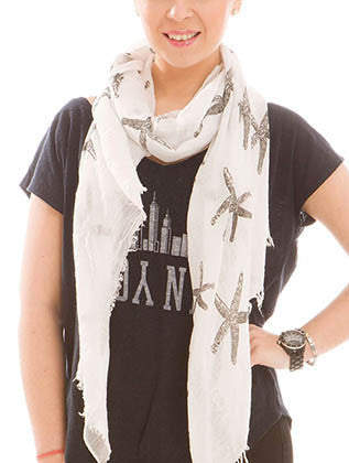 SCARF   STARFISH PRINT  JTF99924BLK - Scarvesnthangs
 - 1