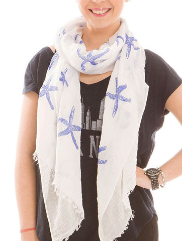 SCARF   STARFISH PRINT  JTF99924BLU - Scarvesnthangs
 - 2