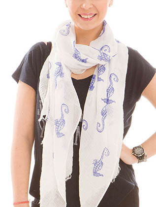 SCARF   SEAHORSE PRINT  JTF99925BLU
